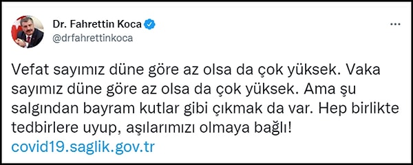 Bakan Koca'nın Twitter paylaşımı 👇