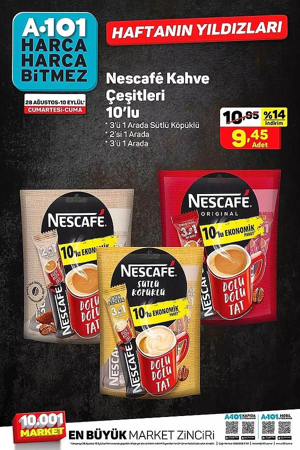 10'lu Nescafe paketleri de 9,45 TL.