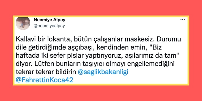 Maske Takmayan Garsonları Fahrettin Koca'ya Şikayet Eden Necmiye Alpay'ın Çok Konuşulan Paylaşımı