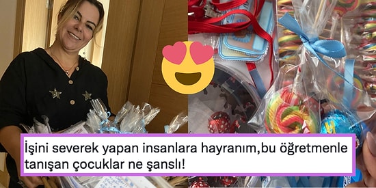 Çok Şanslılar! Yeni Öğrencileri İçin Kendi Elleriyle Hediyeler Hazırlayan Öğretmen Gözlerden Kalpler Çıkardı