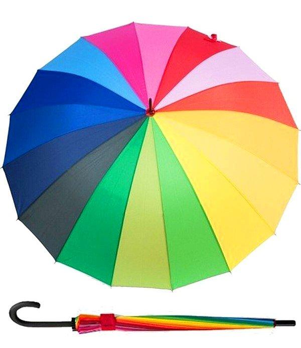 2. Üzerinde 16 farklı renk bulunan gökkuşağı şemsiye.