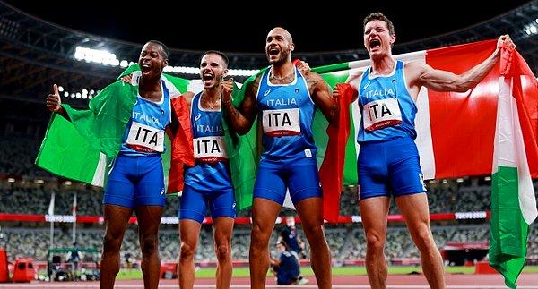 5. 2020 Tokyo Olimpiyat Oyunları'nda erkekler 4x100 metre bayrak yarışı 🥇