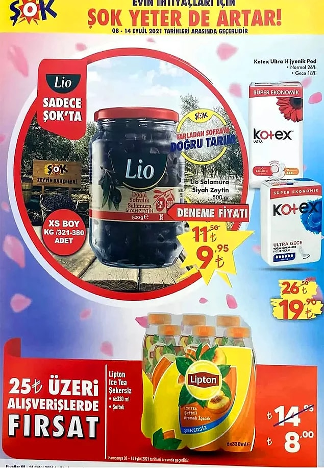 25 TL ve üzeri alışverişlerinizde Lipton Ice Tea Şekersiz 6x330 L 8 TL.