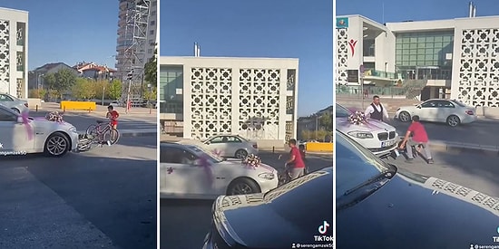 Zarf Alabilmek İçin Gelin Arabasının Önünü Kesen Çocuğun Bisikletini Ezdiler