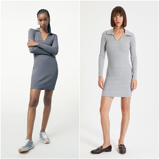 6. Zara'da 160 TL olan polo yaka elbise, Trendyol'da 70 TL, koşun kızlar!😍