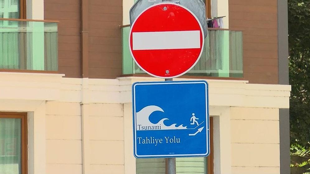 İBB'den Dikkat Çekici Uygulama: İstanbul'da 'Tsunamiden Kaçış' Tabelaları