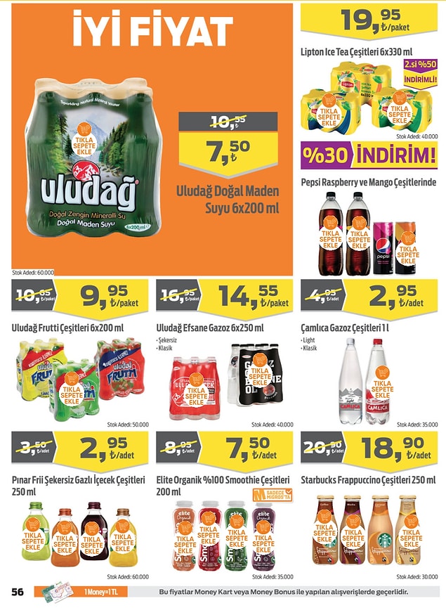 38. Elite Organik %100 Smoothie çeşitleri 7,50 TL.