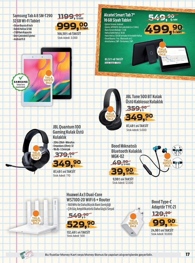 71. Samsung Tab A8 Sm-t290 32 gb Wifi Gümüş Tablet 999,00 TL.