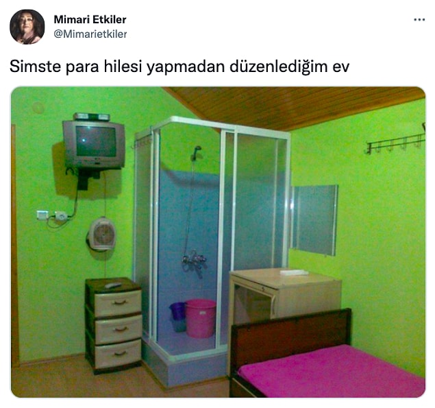 Twitter'da '@Mimarietkiler' adlı bir kullanıcı gördüğü enteresan evin fotoğrafını 'Sims'te para hilesi yapmadan düzenlediğim ev' diyerek paylaşınca olanlar oldu!😂