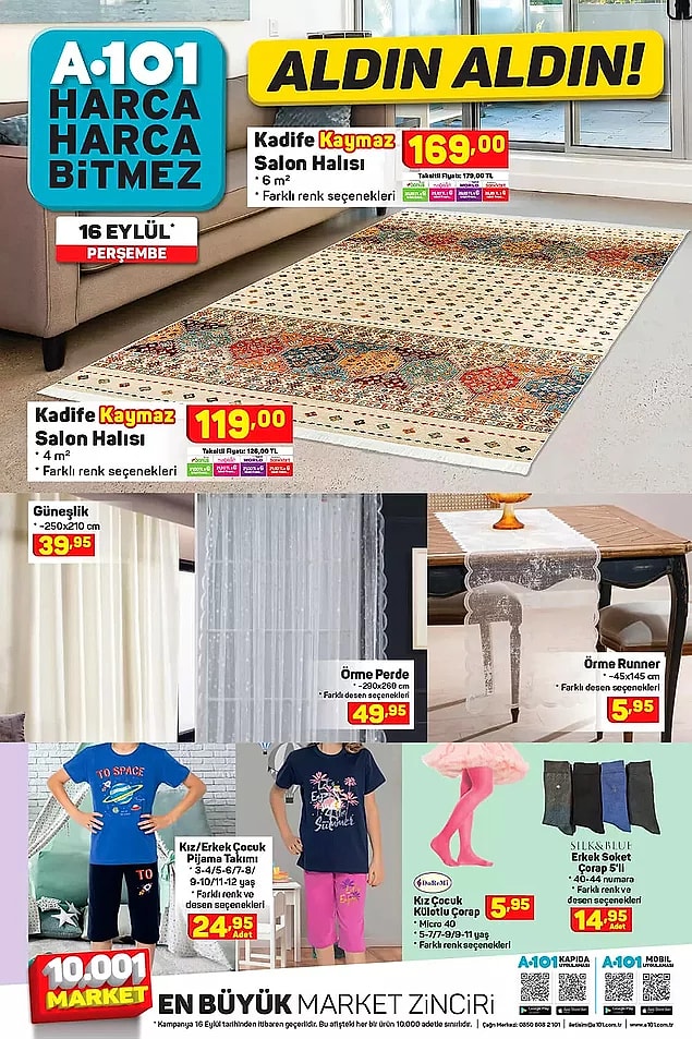 Kadife Kaymaz Salon Halısı 6m2 169 TL.