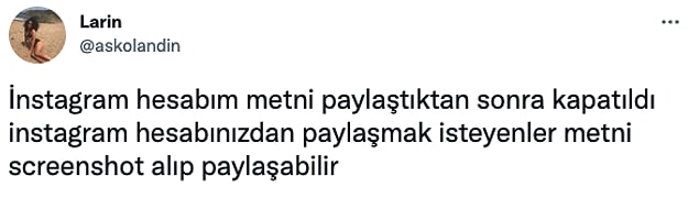 Ardından da Instagram hesabı kapatıldı.