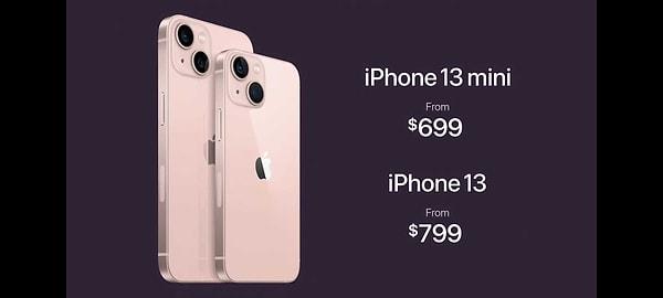Şimdi de geleli fiyatlara... iPhone 13 799 dolar, iPhone 13 mini ise 699 dolardan satışa sunuluyor. Türkiye fiyatlarıysa şu şekilde: