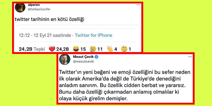 Twitter'ın Sadece Türkiye'de Test Ettiği 'Emoji ile Tepki' Özelliğini Beğenmeyerek İsyan Eden Kişiler