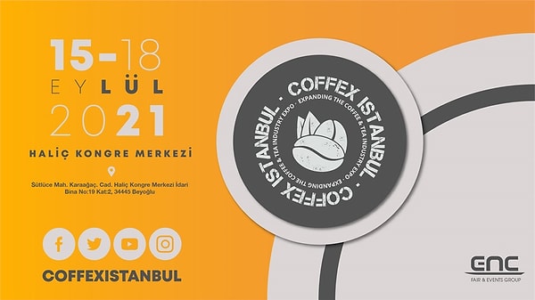 Tüm kahve ve çikolata tutkunlarının ziyaretine açık olacak olan Coffex İstanbul, 15-18 Eylül tarihleri arasında İstanbul Haliç Kongre Merkezi Kuleli Salonu'nda gerçekleşecek.