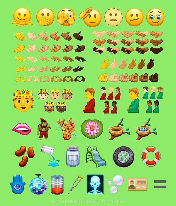 Her sene Unicode Consortium tarafından çeşitli onaylardan geçerek finale kalan emojilerin bu seneki adayları da belli oldu! Emojipedia tarafından paylaşılan Unicode 14.0 emojileri şu şekilde;