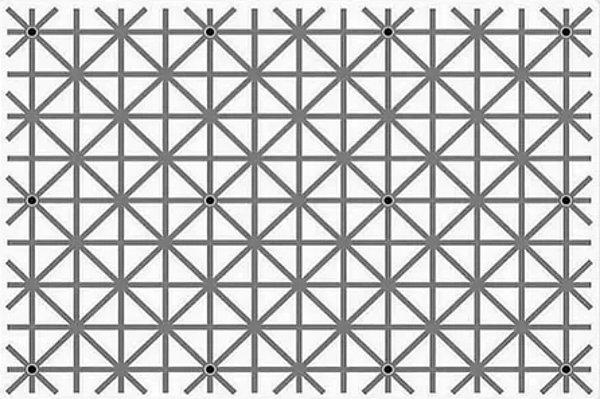 6. Bu fotoğrafta 12 adet siyah nokta var ancak hiçbir zaman aynı anda hepsini göremiyormuşsunuz.