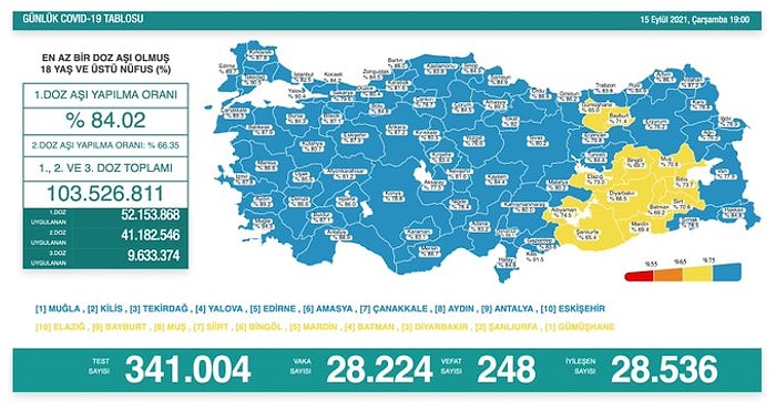 Koronavirüs Türkiye: 28 Bin 224 Yeni Vaka, 248 Ölüm...