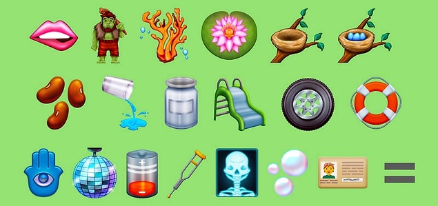 Mağara adamına benzeyen troll emojisi de sosyal medyada çok konuşuldu. Mercan, lotus çiçeği, yumurtalı ve boş olmak üzere iki ayrı kuş yuvası, fasulye taneleri yeni emojiler arasında.