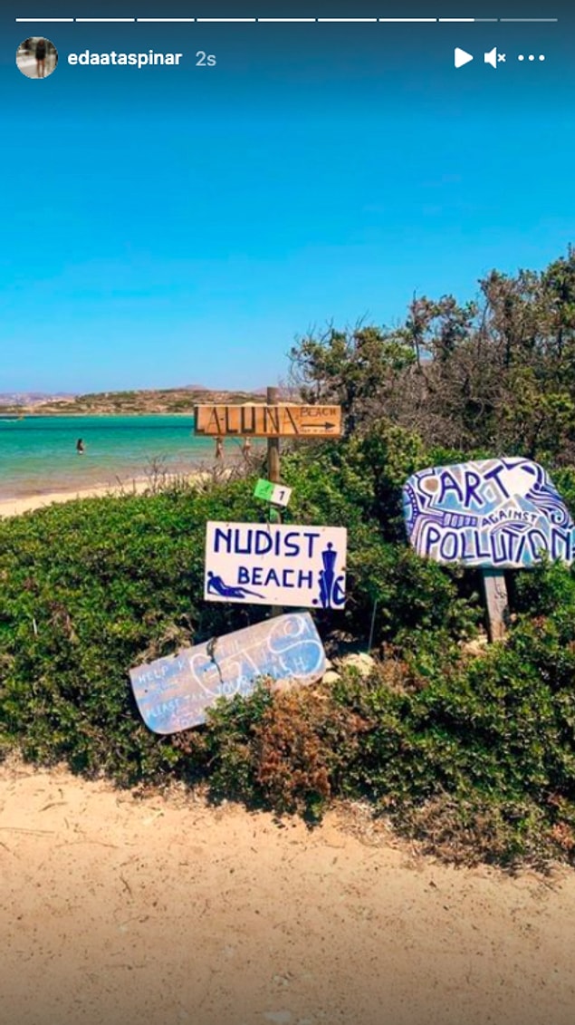 Şu dakikalarda Antiparos - Nudist Beach'te takılan Eda Taşpınar, gittiği plajın hakkını vermiş!