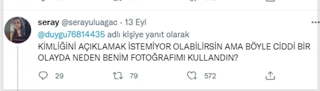 Tabii bu mesajı görene kadar... "Seray" isimli bir kadın paylaşımın altında Duygu'nun kendi fotoğrafını kullandığını belirtti.