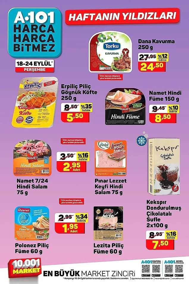 Bazı hindi salam ve piliç fümelerde indirimler olacak. Fakat markaları mağazaya göre değişiklik gösterecek.