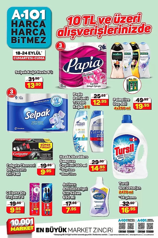 10 TL ve üzeri alışverişlerinizde geçerli olabilecek indirimler;
