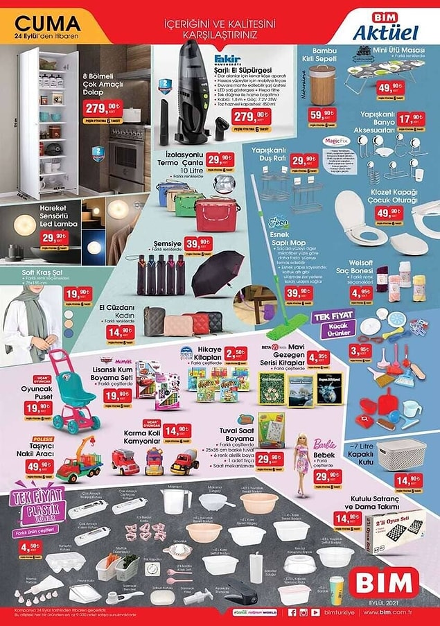 Plastik ürünlerde tek fiyat kampanyası var. Her biri 4,50 TL.