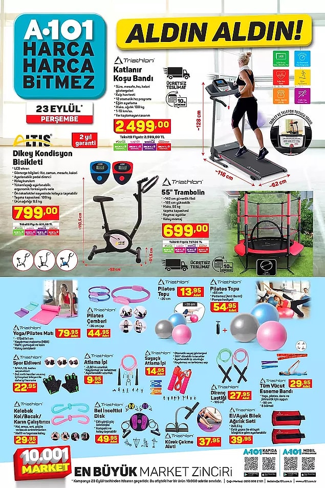 Evde spor yapabilmeniz için ihtiyacınız olabilecek hemen hemen her şey satışta olacak;