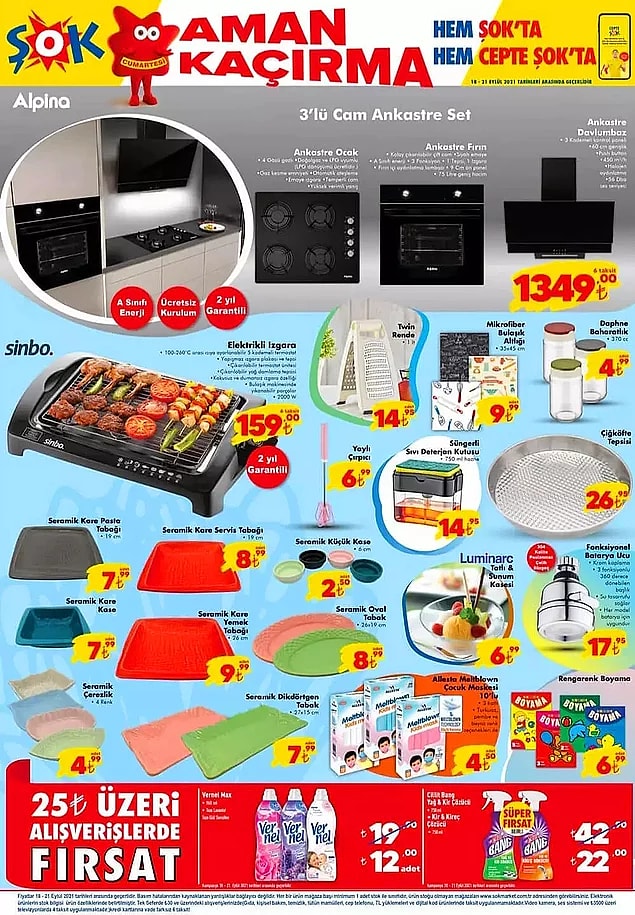 25 TL ve üzeri alışverişlerinizde Vernel Max 12 TL, Cillit Bang Yağ-Kir Sökücü ve Kir-Kireç Çözücü Set yerine 22 TL.