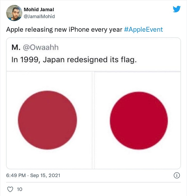 3. В 1999 Япония поменяли дизайн своего флага. Как и компания Apple каждый год меняет дизайн своих телефонов