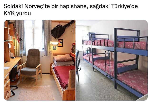 Hatta Cumhurbaşkanı Erdoğan'ın battıklarını iddia ettiği İskandinav ülkelerindeki hapishaneler çok daha iyi konumda.