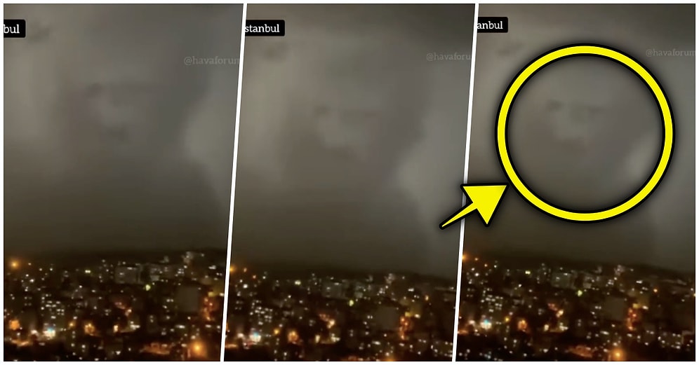 İstanbul'da Akşam Saatlerinde Görüntülenen İnsan Suretindeki Bulut Görenleri Şaşkına Çevirdi!