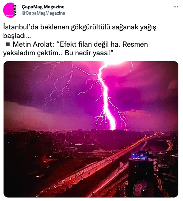 Metin Arolat bile bu garip hava durumunu fotoğraflamış ve paylaşmıştı.