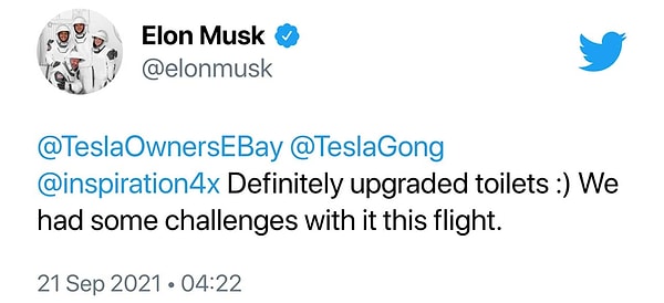 Elon Musk'ın Twitter hesabı üzerinden itiraf ettiği bu sorun, tuvaletle ilgiliydi.