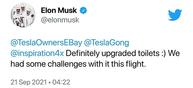 Elon Musk'ın Twitter hesabı üzerinden itiraf ettiği bu sorun, tuvaletle ilgiliydi.