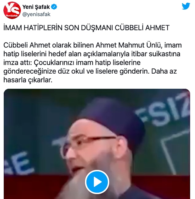 Yeni Şafak: İmam hatiplerin son düşmanı Cübbeli Ahmet