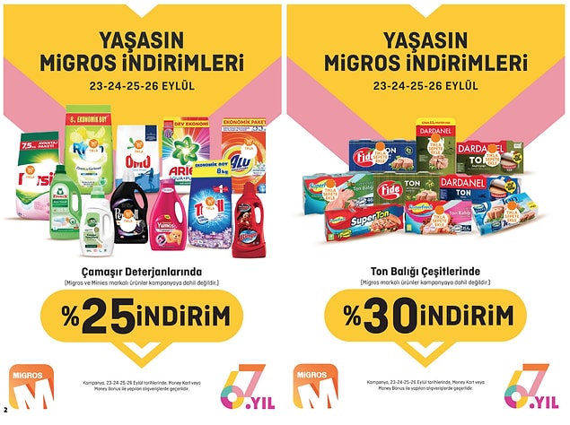 1. Migros'ta bu hafta 67. yıl indirimleri olacak.
