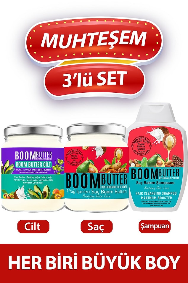 11. Hem saçılarına hem cildine özen gösteren set: Herbal Science Boom Butter Muhteşem Üçlü
