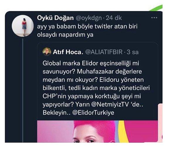 Bununla da yetinmeyen Ali Atıf Bir, kendisini oldukça makul bir üslupla eleştiren blog yazarı Öykün Doğan'a da bakın nasıl tepki verdi?