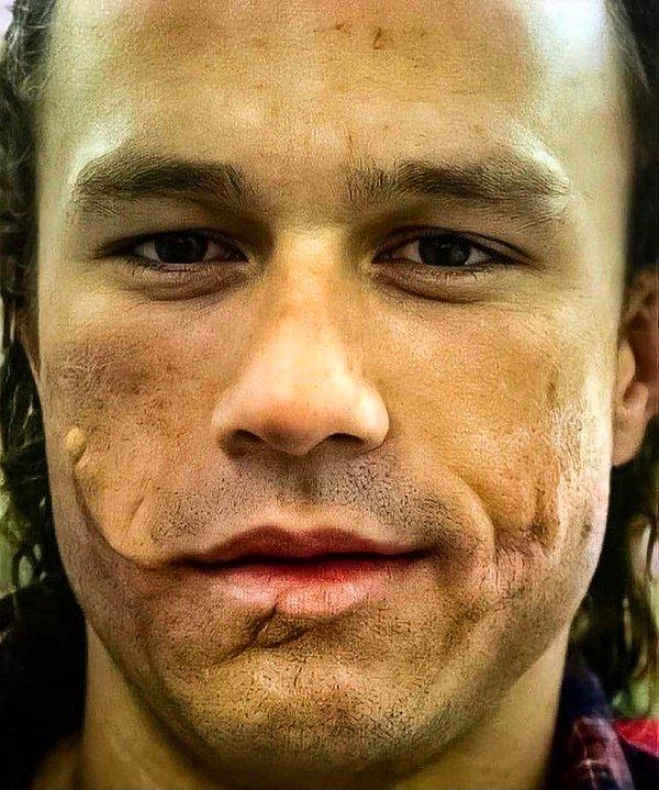 3. Heath Ledger'ın Joker'i canlandırmadan önceki protez makyajı: