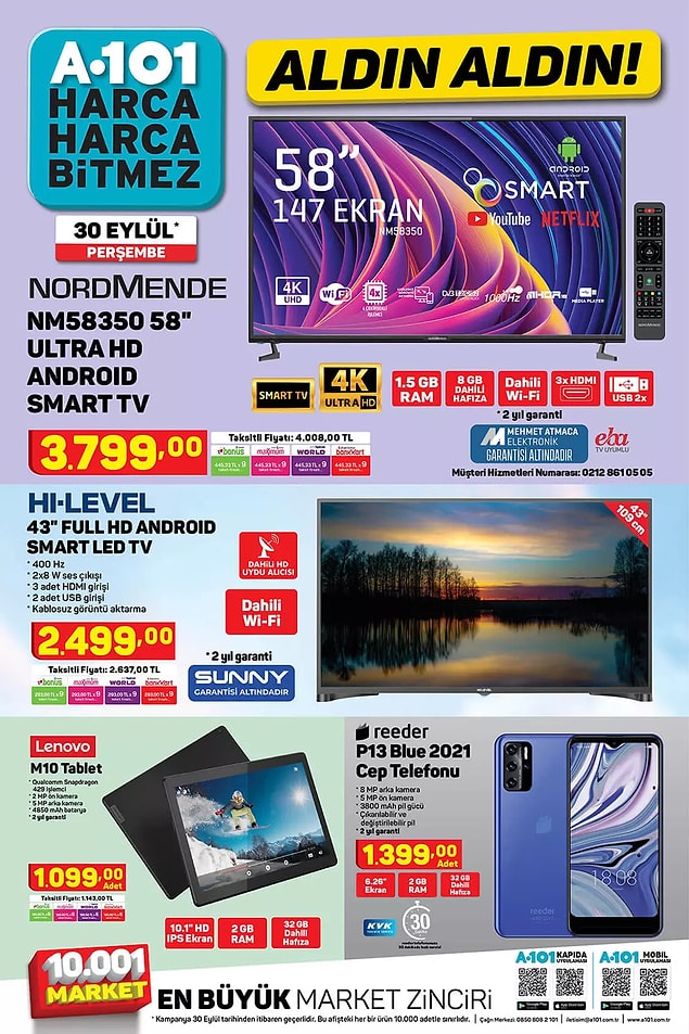 A101'de bu hafta da Reeder P13 Blue 2021 Cep Telefonu 1,399 TL.