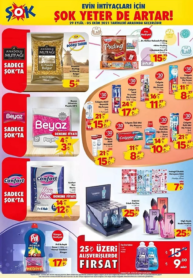 25 TL ve üzeri alışverişlerinizde 1,8 litrelik Fax Sıvı Sabun 9 TL.