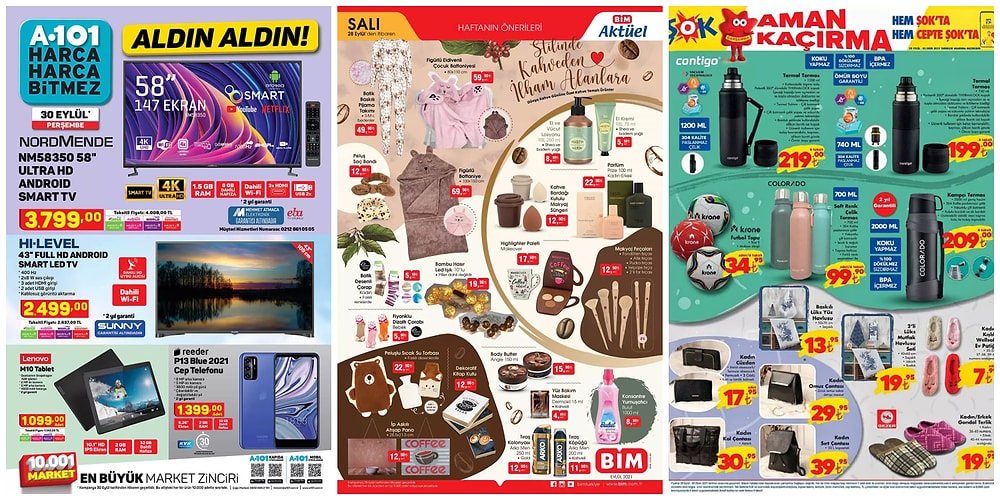 İndirim Günleri Başlıyor: 27 Eylül - 3 Ekim Haftasında A101, BİM ve ŞOK Aktüel Ürünler Listesinde Neler Var?