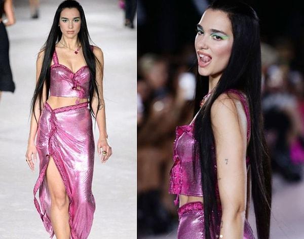 8. Ünlü şarkıcı Dua Lipa yüzü olduğu Versace markası için Milano Moda Haftası'nda podyumda yürüdü.