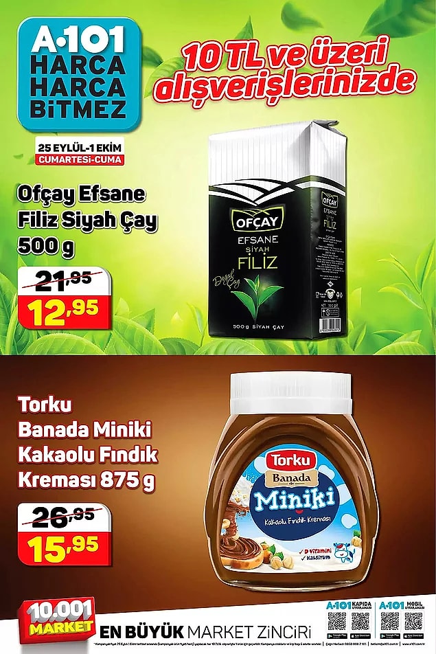 10 TL ve üzeri alışverişlerde geçerli olacak indirimler;
