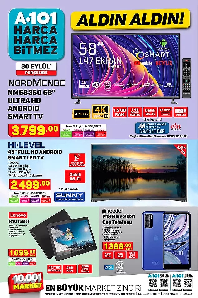 A101'de bu hafta da Reeder P13 Blue 2021 Cep Telefonu 1,399 TL.