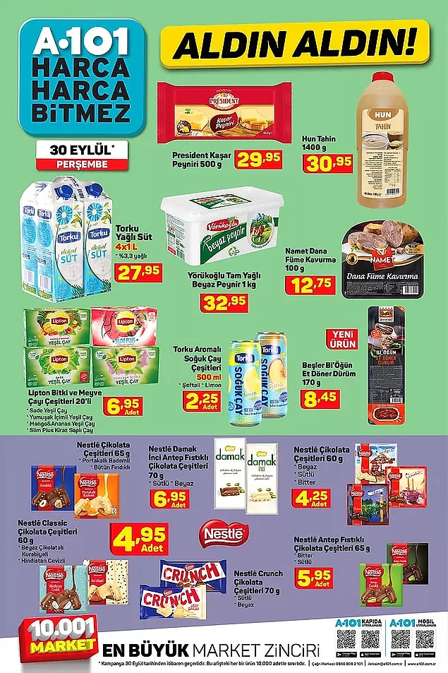 20'li Lipton bitki ve meyve çayı çeşitleri 6,95 TL.