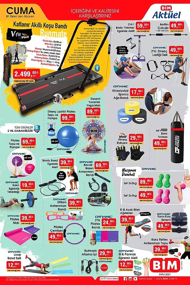 BİM'de bu hafta da evde spor yapabileceğiniz birçok ürün satışta olacak.