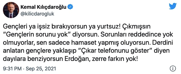 CHP lideri paylaşımında şu ifadeleri kullandı: