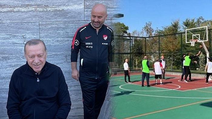 Cumhurbaşkanı Sahaya İndi: Cumhurbaşkanlığı Külliyesi’nde Erdoğan Bakanlarla Basketbol Maçı Yaptı